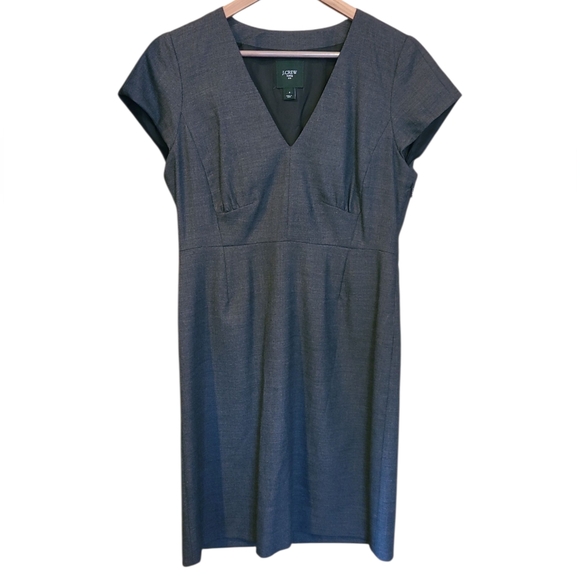 J. Crew Dresses & Skirts - Women's J. Crew Suiting Wool Blend Sheath Dress Short Sleeve Size 8 Grey